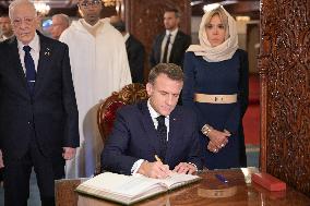 President Macron And Brigitte Macron At Mausoleum Of Mohammed V - Rabat