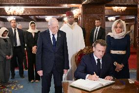 President Macron And Brigitte Macron At Mausoleum Of Mohammed V - Rabat