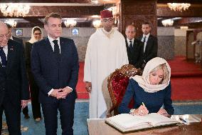 President Macron And Brigitte Macron At Mausoleum Of Mohammed V - Rabat