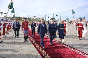 President Macron And Brigitte Macron At Mausoleum Of Mohammed V - Rabat