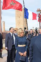 President Macron And Brigitte Macron At Mausoleum Of Mohammed V - Rabat