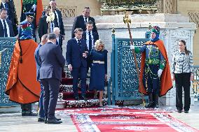 President Macron And Brigitte Macron At Mausoleum Of Mohammed V - Rabat