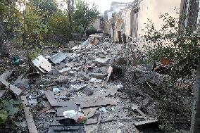 Aftermath of Russian missile attack in Dnipros Novokodatskyi district