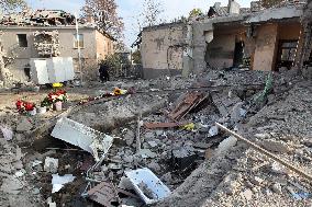 Aftermath of Russian missile attack in Dnipros Novokodatskyi district