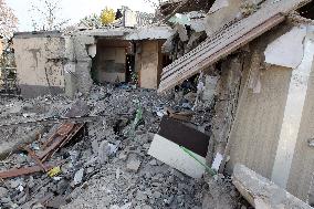 Aftermath of Russian missile attack in Dnipros Novokodatskyi district