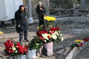 Aftermath of Russian missile attack in Dnipros Novokodatskyi district