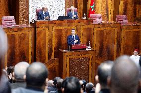 President Macron Delivers A Speech At Parliament - Rabat