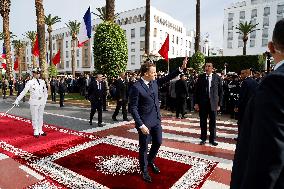 President Macron Outside Parliament - Rabat