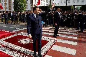 President Macron Outside Parliament - Rabat