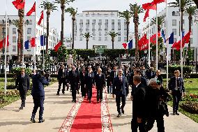 President Macron Outside Parliament - Rabat