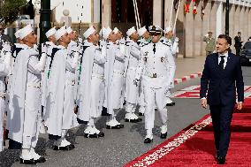 President Macron Outside Parliament - Rabat