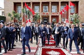 President Macron Outside Parliament - Rabat