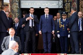 President Macron Outside Parliament - Rabat