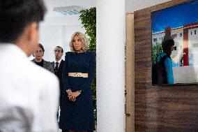 Brigitte Macron and Lalla Meryem Visit a School - Morocco