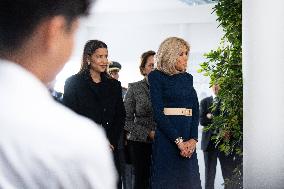 Brigitte Macron and Lalla Meryem Visit a School - Morocco