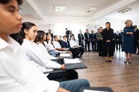 Brigitte Macron and Lalla Meryem Visit a School - Morocco