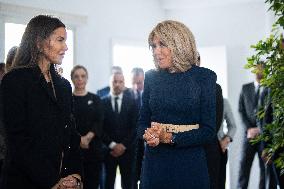 Brigitte Macron and Lalla Meryem Visit a School - Morocco