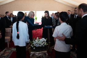 Brigitte Macron and Lalla Meryem Visit a School - Morocco