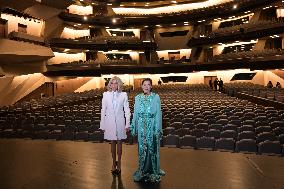 Brigitte Macron at inauguration Grand Theatre of Rabat