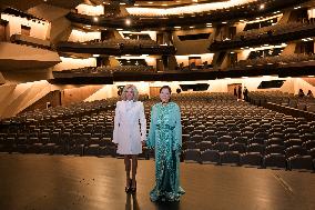 Brigitte Macron at inauguration Grand Theatre of Rabat