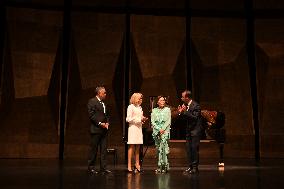 Brigitte Macron at inauguration Grand Theatre of Rabat