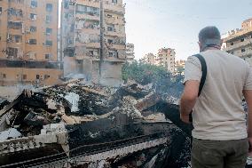 Aftermath Of Airstrikes In Hadath Suburb - Beirut