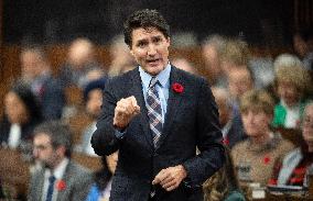 Justin Trudeau at the House of Commons in Ottawa