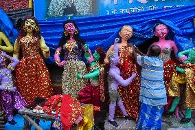 Preparation For Bhoot Chaturdashi Or Indian Halloween Festival In Kolkata