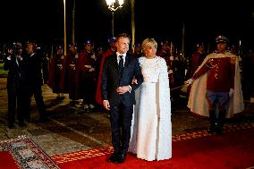 State Dinner in Honor of President Macron At Royal Palace - Rabat