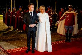 State Dinner in Honor of President Macron At Royal Palace - Rabat