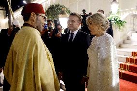 State Dinner in Honor of President Macron At Royal Palace - Rabat