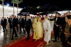 State Dinner in Honor of President Macron At Royal Palace - Rabat