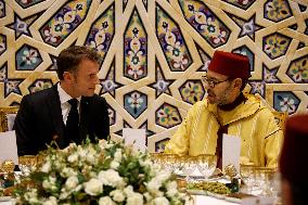 State Dinner in Honor of President Macron At Royal Palace - Rabat