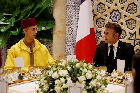 State Dinner in Honor of President Macron At Royal Palace - Rabat