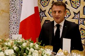 State Dinner in Honor of President Macron At Royal Palace - Rabat