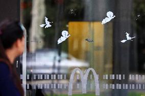 McDonalds branch with Halloween decorations in Barcelona