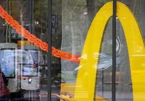 McDonalds branch with Halloween decorations in Barcelona