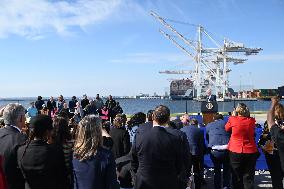 President Of The United States Joe Biden Delivers Remarks At The Port Of Baltimore In Baltimore Maryland