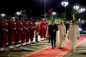 State Dinner in Honor of President Macron At Royal Palace - Rabat