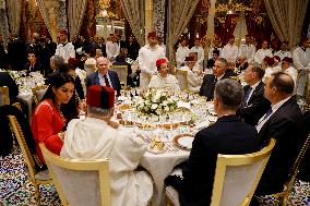 State Dinner in Honor of President Macron At Royal Palace - Rabat