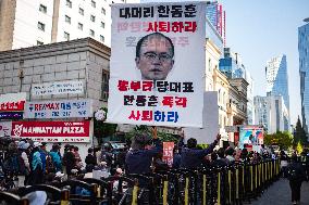 Protesters Demand Resignation Of Han Dong-hoon Over Alleged Rift With President Yoon