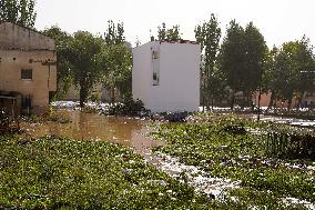 Cabriel River Overflows In Mira - Spain