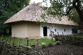 Restored 19th-century houses and windmill in Taras Shevchenkos homeland