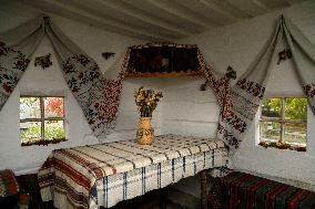 Restored 19th-century houses and windmill in Taras Shevchenkos homeland