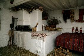 Restored 19th-century houses and windmill in Taras Shevchenkos homeland