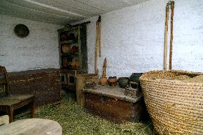 Restored 19th-century houses and windmill in Taras Shevchenkos homeland