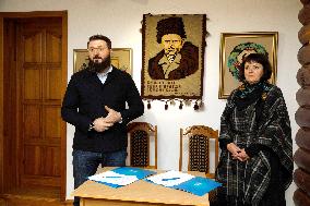 Restored 19th-century houses and windmill in Taras Shevchenkos homeland