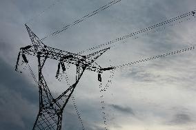 High-Voltage Transmission Tower Near Enel Power Plant In Cerano (BR)