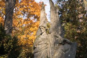 The Evangelical Augsburg Cemetery Seen In Warsaw