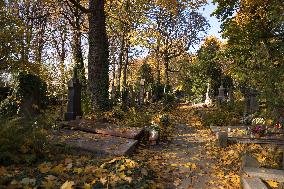 The Evangelical Augsburg Cemetery Seen In Warsaw